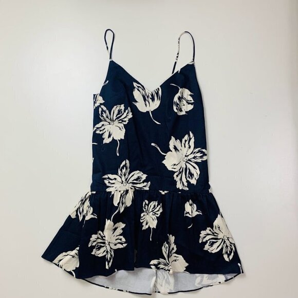 NWT Anthropologie Dress Paper Crown Bette Navy Blue White Floral Drop Waist Flar - Picture 3 of 10